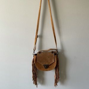 Suede fringe crossbody bag